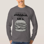 Burger Life T-shirt – Retro Line Art Cheeseburger (Voorkant)