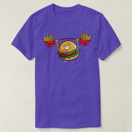 Burger Lifting Fries Funny Burger T-shirt (Design voorkant)