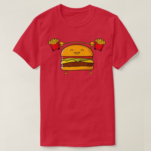 Burger Lifting Fries Funny Food Snatch Squat Barbe T-shirt (Design voorkant)