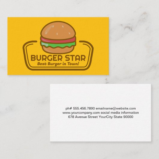 Burger Logo | restaurant Visitekaartje (Voorkant / Achterkant)