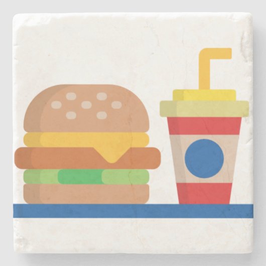 Burger Meal Stenen Onderzetter (Voorkant)