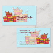 Burger met gefrituurde kip, franse friet en soda visitekaartje (Voorkant / Achterkant)