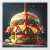 Burger met spatende saus raamsticker (Vel)