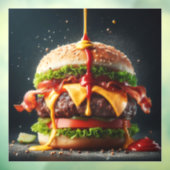 Burger met spatende saus raamsticker (Vel 3)
