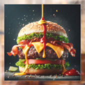 Burger met spatende saus raamsticker (Vel 2)