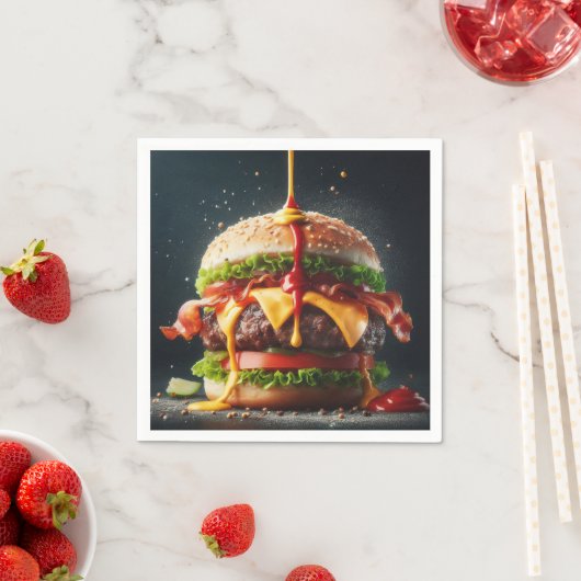 Burger met spatende saus servet (Insitu)