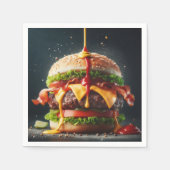 Burger met spatende saus servet (Voorkant)