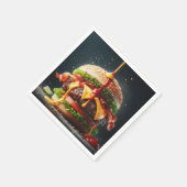 Burger met spatende saus servet (Hoek)