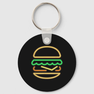Burger Neon - Stijl van een Clic 80s Retro Neon Si Sleutelhanger