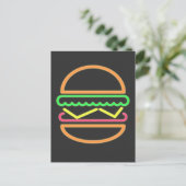 Burger Neon Tshirt - Klassieke 80s Retro Briefkaart (Staand voorkant)