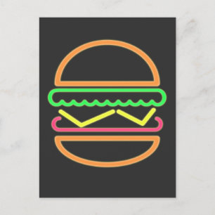Burger Neon Tshirt - Klassieke 80s Retro Briefkaart