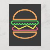 Burger Neon Tshirt - Klassieke 80s Retro Briefkaart (Voorkant)