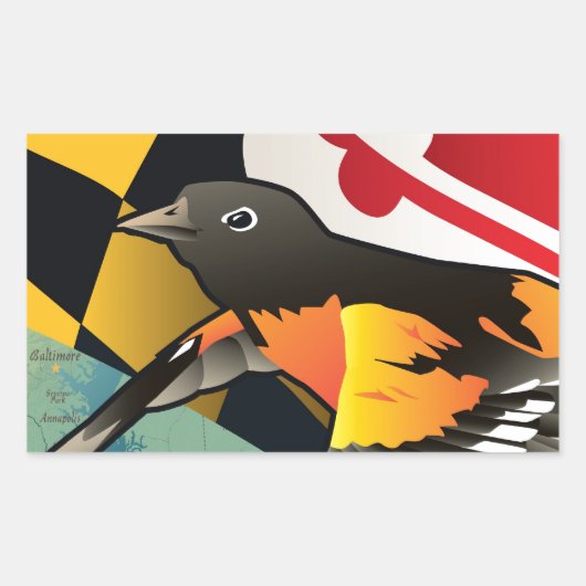 Burger Oriole, de vogel van Maryland Rechthoekige Sticker (Voorkant)