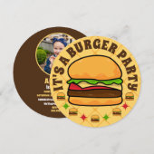 Burger Party Birthday Invitation Kaart (Voorkant / Achterkant)