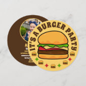 Burger Party Birthday Invitation Kaart (Voorkant / Achterkant)