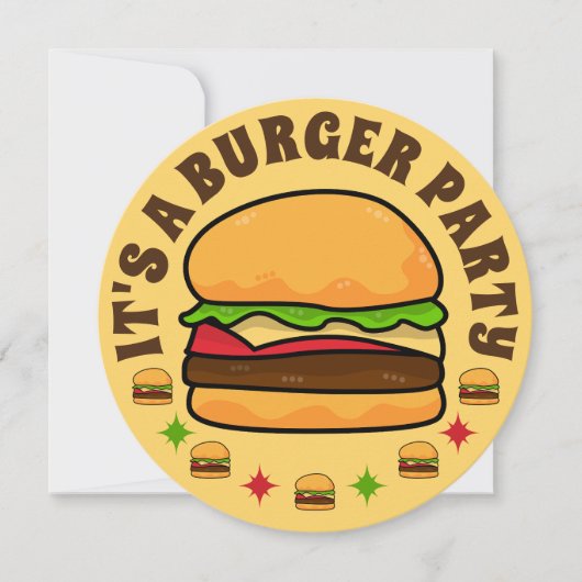 Burger Party Birthday Invitation Kaart (Voorkant)