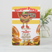 Burger Party Themed Invitation Kaart (Staand voorkant)
