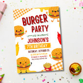 Burger Party Verjaardag Uitnodiging, Achtertuin BB Kaart