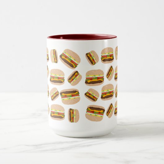 Burger Pattern Fun Foodie Mok (Midden)