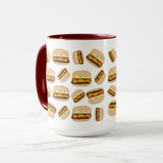 Burger Pattern Fun Foodie Mok (Voorkant links)