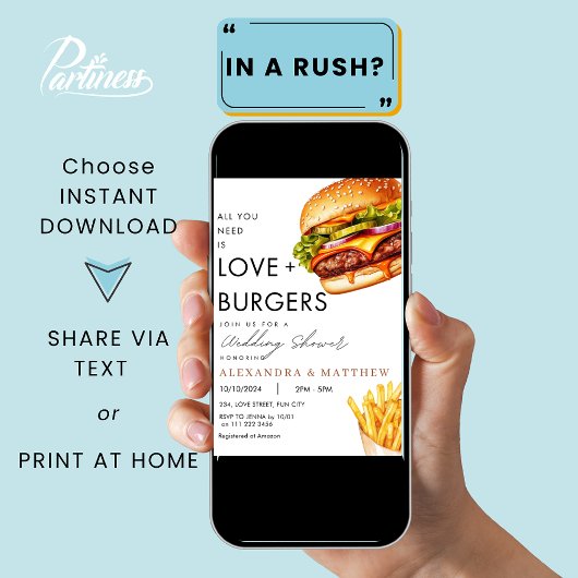 Burger Picnic BBQ Trouwdouche Kaart