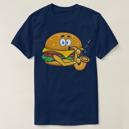 Burger Playing Saxophone, Saxophonist Player Jazz T-shirt (Design voorkant)