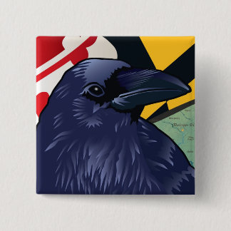 Burger Raven, Nevermore van Maryland Vierkante Button 5,1 Cm