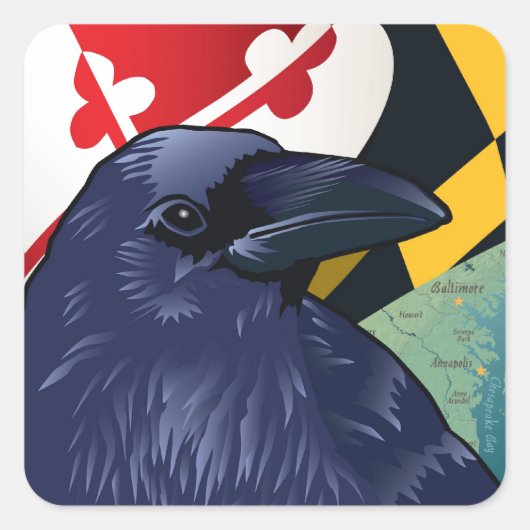 Burger Raven, Nevermore van Maryland Vierkante Sticker (Voorkant)