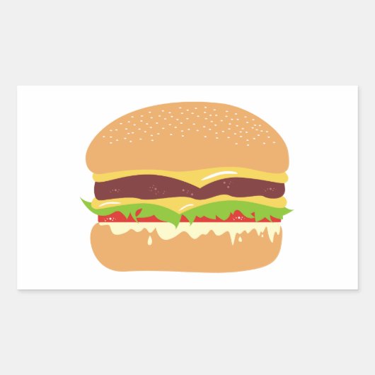 burger rechthoekige sticker (Voorkant)