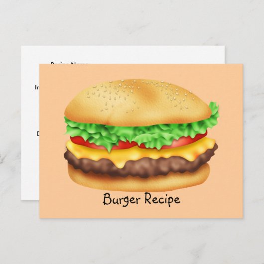 Burger Recipe Card Briefkaart (Voorkant / Achterkant)