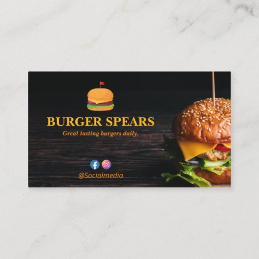 Burger Restaurant Business | minimalistisch donker Visitekaartje (Achterkant)