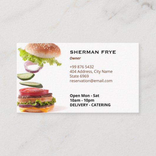 Burger Restaurant Business | minimalistisch wit Visitekaartje (Voorkant)