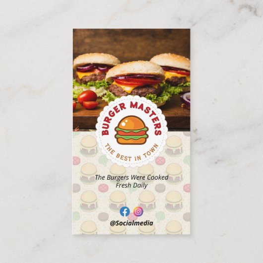 Burger Restaurant Business | minimalistische klass Visitekaartje (Achterkant)