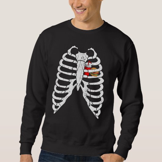 Burger Skeleton Xray Hamburger Fast Food Frans voo Trui (Voorkant)