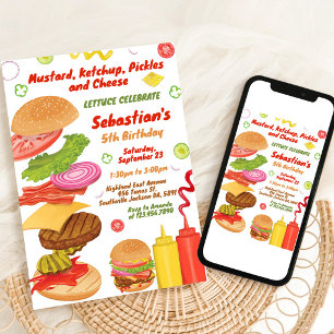 Burger Snack Party Verjaardagsuitnodiging Kaart
