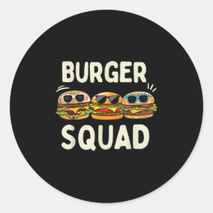 Burger Squad Grappige Hamburger Fast Foodie Lovers Ronde Sticker