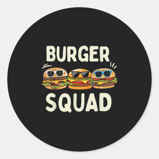 Burger Squad Grappige Hamburger Fast Foodie Lovers Ronde Sticker (Voorkant)