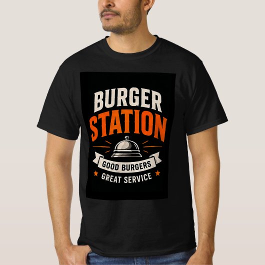 🍔 Burger Station Restaurant Kookploeg 🍟 T-shirt (Voorkant)
