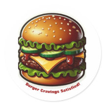 Burger Sticker Food Cravings Tevreden Ontwerp
