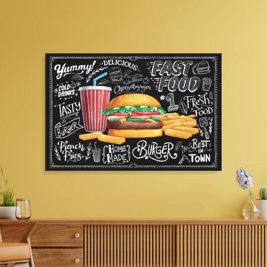 Burger Time Fast Food Bonanza Canvas Afdruk (Insitu (Woonkamer))
