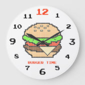 Burger Time – Pixel Art Design Grote Klok (Voorkant)