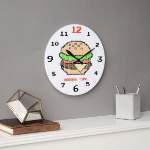 Burger Time – Pixel Art Ontwerp Grote Klok