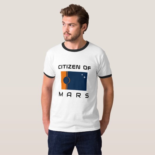 Burger van Mars T-Shirt met Marsvlag (Voorkant volledig)