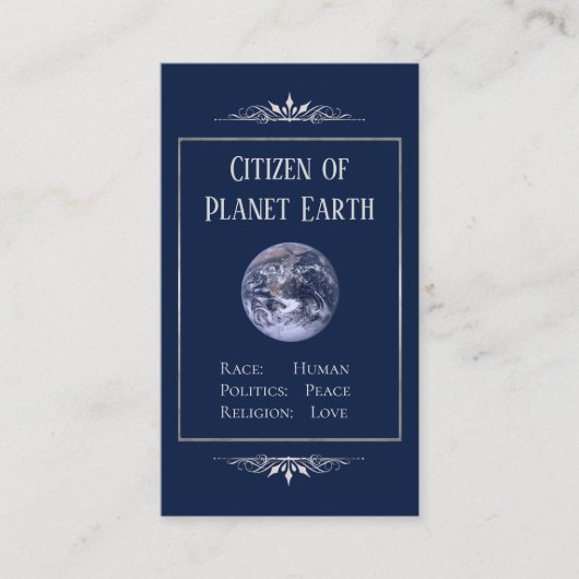 Burger van Planet Earth Visitekaartje (Voorkant)