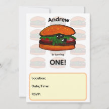 Burger verjaardagsfeest uitnodiging