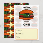Burger verjaardagsfeest uitnodiging (Voorkant / Achterkant)