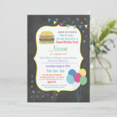 Burger Verjaardagsuitnodigingen Kind Party Chalk F Kaart (Staand voorkant)