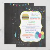 Burger Verjaardagsuitnodigingen Kind Party Chalk F Kaart (Voorkant / Achterkant)