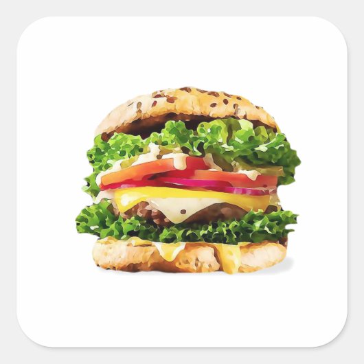 Burger Vierkante Sticker (Voorkant)