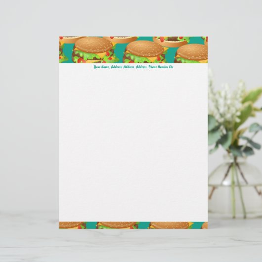 Burger Wallpaper, Burger Wallpaper, Jouw naam, ... Gepersonaliseerd Briefhoofd (Staand voorkant)